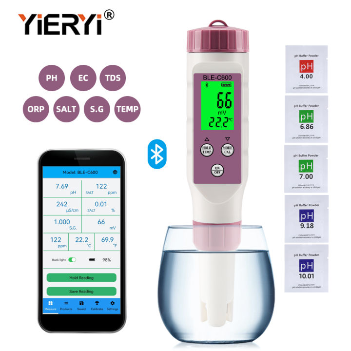 Medidor De Agua Ph Orp Ec Tds Salt S.g Temp 7 En 1 Metro | Cuotas sin