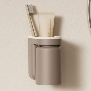 GreenHouse ชุดวางแปรงฟันแบบติดผนัง ไม่ต้องเจาะ ที่วางยาสีฟัน ที่วางแปรงสีฟัน พร้อมแก้ว ติดขวางได้ (มีกาวแถมให้) แปรงสีฟัน แปรงฟัน แก้วแปรงฟัน