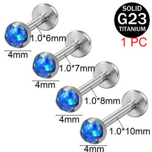 ZS 1 Pc 16G/18G Ear Piercing G23 Titanium Earring Opal Lip Piercing Lobe Earring Internal Thread Stud Earring