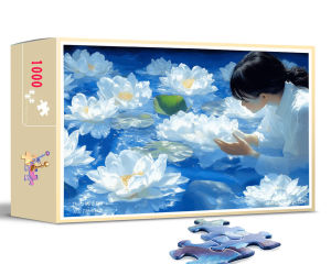Tranh ghép hình 1000 mảnh Hoa Sen Trắng 50x80cm Hạ Đông - puzzle (140)