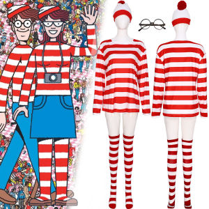 Smart Wally Wheres Wally Parent-Child Dress Halloween Kids Anime Cosplay Show Costume Gifts