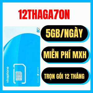 Sim Vinaphone 12THAGA70N Có ngay 5GB/ ngày Sử Dụng Liên Tiếp 12 Tháng Không Cần Nạp Tiền Truy cập Y0utubi tictoc Không Giới Hạn | FREESHIP - CHƯA KÍCH HOẠT