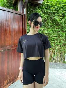 Áo croptop thể thao Nữ tập Gym Yoga Pilates FANFIT FFCR001 - Form rộng tay ngắn