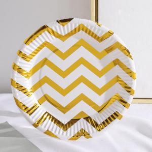 10 pcs 7inch Dots Dessert Plate bronzing print paper Plates Party Supplies silver Dinnerware Serves 10 Guests for your party