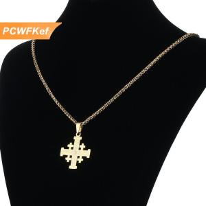 【PCWFKef】 Kitô giáo Jerusalem Chéo Mặt Dây chuyền vòng cổ cho nam giới thép không gỉ Kinh Thánh câu của Chúa cầu nguyện chuỗi tôn giáo đồ trang sức cổ áo