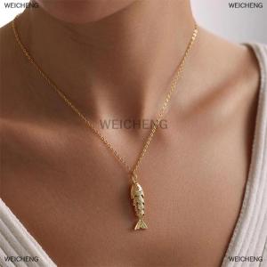 [COD] WEICHENG Fashionable Personalized Fish Koi Pendant Necklace For Women Girls Retro Versatile Golden Fish Necklace Jewelry Accessories Gift