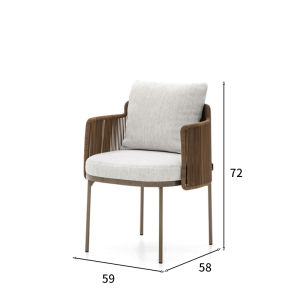 BUNISE Scandinavian Outdoor Dining Set P3405 - โต๊ะไม้ & เก้าอี้หวายสาน กันแดดกันฝน เหมาะสำหรับสวน & วิลล่าริมทะเล