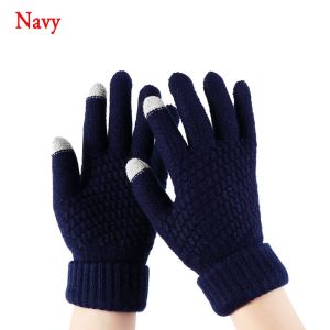 MUMU Woolen Winter warm mittens full finger Women gloves touch screen knitted wool