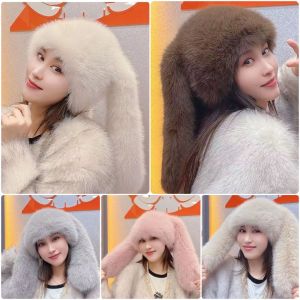CHUN053634 Multicolor Plush Cap Rabbit Ears Hairy Ear Protection Caps Warm Windproof Long Ears Hat Winter Season