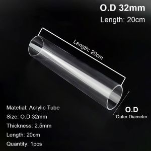 MIRELINA 1Pcs 20/50cm Acrylic Tube O.D 16/20/25/32/40/50mm Clear Transparent Pipe Fittings Durable DIY Fish Tank Pipe Aquarium Supplies