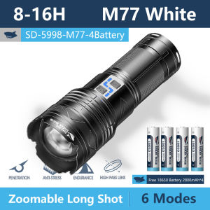 SmilingShark SD5998 Powerful Torchlight M77 10000Lumens Led Super Bright Flashlight 18650 11200mAh USB Rechargeable Zoomable Power Dispaly Outdoor Emergency Camping Lighting