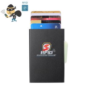 Mini Anti Theft Aluminum Card Holder Back Pocket RFID Blocking Slim Metal Smart Wallet Automatic Credit Card Coin Purse