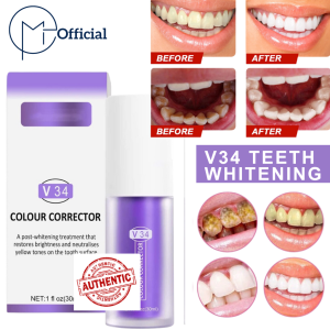 V34 Teeth Whitening Toothpaste Tooth Colour Corrector Conceals Stains Improves Teeth Brightness and Reduce Yellowing Enamel