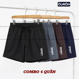 [COMBO 4] Quần Short Nam OURON In SPORT Vải Xi Giãn Quần Đùi Nam Thoáng Mát Form Basic Túi Khóa Zip Tiện Lợi Cạp Chun Dây Rút Size 40-90Kg