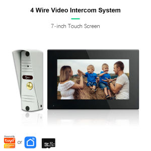 Anjielosmart [4-wire] Tuya Smart 7-inch & 10-inch Touch Screen Display Smart Metal Doorbell Video Intercom Home Security System Suitable for Home Video Doorbell