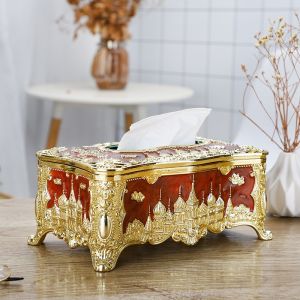 Kotak Tisu Mawar Emas Dekorasi Trim Emas Kotak Tisu Kreatif Bergaya Eropa Ornamen Kotak Tisu Tahan Air Kotak Tisu Mewah tuba Kotak Tisu Kotak Handuk Kertas Kotak Tisu Cantik Tempat tissu Penyimpanan Desktop Dekorasi