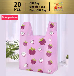 Gift Bag 20pcs Goodies Bag Door Gift Shopping Retail Party Fruit Shop (66) Colorful Fruit Snack Tote Vest Thickened Portable Handles Plastic Bag