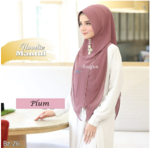 Bayza Mantul Jilbab Instant Terbaru Soft Pad Antem Model Hodie Bahan Ceruty Warna Polos