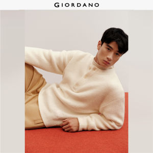 GC Men Sweaters Wool Blend Henley Neck Soft Warm Sweaters Half Placket Fashionable Casual Sweaters 12055608