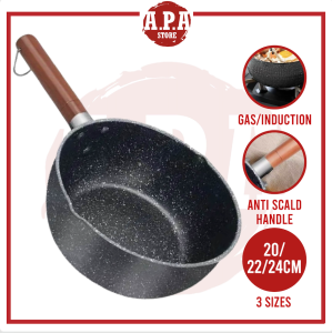 APA Milk Sauce Pot Kitchen Use Noodles Soup Cooking Pot Sauce Milk Noodle Soup Pot Multipurpose Kitchen Cookware Cooking Pot Kuali Masak Panas Hitam Murah 奶锅煮锅