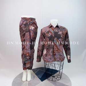 HN MODE - Couple rok rempel & kemeja panjang batik floral terbaru volume 2