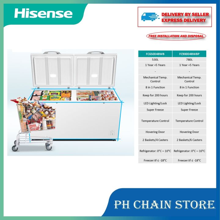 (DELIVERY BY SELLER ) HISENSE FC650D4BWB FC900D4BWBP 530L780L CHEST
