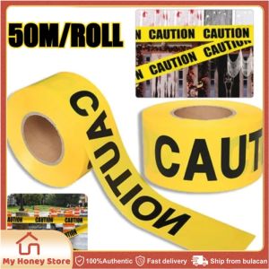 50m/roll Yellow Caution Tape Non-Adhesive Warning Tape Caution Halloween Decoration Isolated Barricade Yellow and Red Danger Warning Tape
