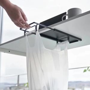 Sacesr Metallic Storage Holders Overhead Storage Rack Kitchen Garbage Bag Holder Retractable Holder Trash Bag Holder Desk Organizers T6H1N