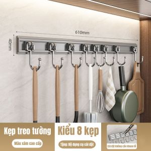 Kẹp treo trong bếp Dán Tường Nhà TắmNhà bếp Tủ Quần Áo không cần khoan đục Siêu Chắc Chất liệu hợp kim nhôm cao cấp