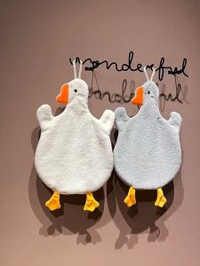 Cute Goose Hanging Hand Towel Absorbent Kitchen & Bathroom Towel Goose-Shaped High-Density Fiber