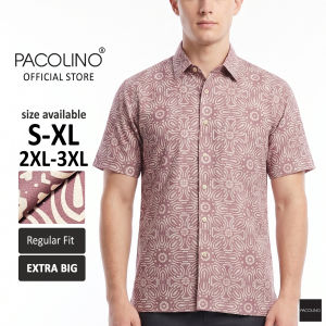 Pacolino Malaysia Men Batik Premium Short Sleeve Regular Extra Big Fit Cutting - Pink Colour 11625-BK0258-B
