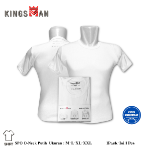 Kaos Oblong O-neck Kingsman bahan Fine Cotton Putih SPO Isi 1Pcs