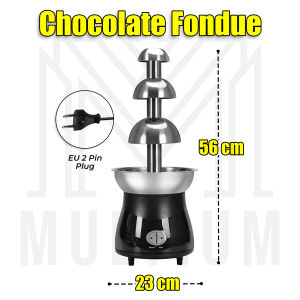 Stainless Steel 3 Tiers Black Chocolate Fondue Fountain |  Chocolate Fountain Machine|  Stainless Steel Party Electric Melting Machine for Chocolate| Party Fondue Fountain|  Stainless Steel Fondue Chocolate Fountain| Electric Fountain Fondue |