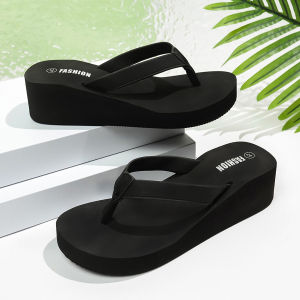 [Free Shipping] Summer Flip-Flops For Beach Wear Mid-Heel Thick-Soled WomenS Style Non-Slip Lightweight New Design Soft Wedge Heel Sandals