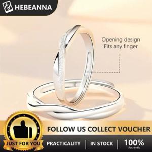 hebeanna ชุดแหวนคู่รักแฟชั่นสีเงินแหวนเปิดง่ายปรับได้เครื่องประดับหรูหราสำหรับผู้หญิงผู้ชายของขวัญครบรอบ