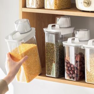 Classy Luxe Airtight Can Storage Box Rice Oatmeal Cereal Grain Plastic Transparent Flour Storage Tank Grains Separate Snacks