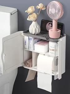 กล่องทิชชู่ / ม้วนกระดาษชำระ / ชั้นเก็บกระดาษชำระติดผนังกันน้ำไม่มีรู