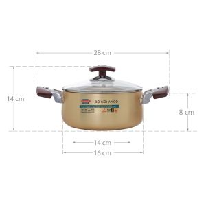 NỒI ANOD SUNHOUSE SH6634 - Không dùng trên bếp từ Anod cao cấp Chống bám bẩn