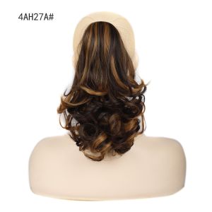 RTH05 12 Inch Ponytail Hair Extensions Synthetic Claw Clip Ponytail Hairpiece Hair Accessories Black Brown Short Curly Pony Tail Hair for Women