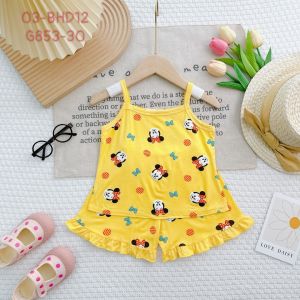 Bộ Đồ Ngực Lắp 2 Dây Bé Gái Unibaby Thun Lạnh Họa Tiết Hoa Dễ Thương/Quần Short Cạp Cao - Mẫu Giáo (2-5 Tuổi) BHD12