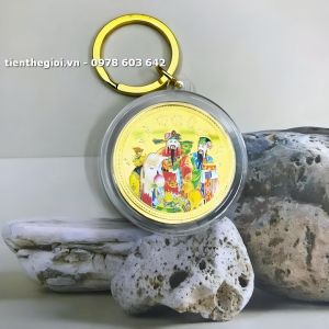 Móc Khoá Xu Lưu Niệm Phúc Lộc Thọ Mạ Vàng In Màu làm quà tặng đồ trang trí - SP007387