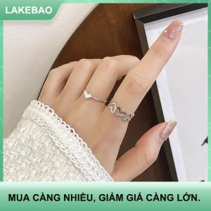 【LAKEBAO】 2 chiếc nhẫn trái tim tình yêu rỗng thời trang nhẫn hình học cá tính nhẫn mở vòng Vòng chỉ số thích hợp nhẫn ngón tay trang sức thời trang Nhẫn quà tặng