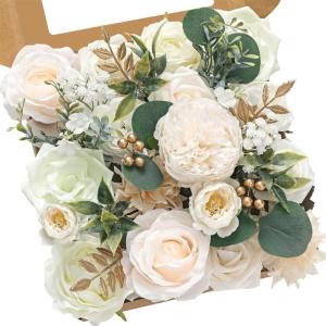 Artificial Silk Flower Assorted Color Fabric Flower Box Home Wedding Birthday Party Decoration Set