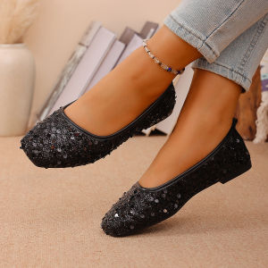 Free Shipping Plus-Size Sequin Flats Casual Slip-On Shoes New Spring/Autumn Collection Comfortable WomenS Shoes Easy-To-Wear Loafers