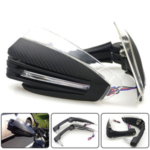 Universal 22MM Carbon Skin Motorcycle Led Light Handle Brush Bar Hand Guard Protector Cover For Mio 125i MX NMAX Nouvo SX QBIX S TMAX TTX Vino 50 XMAX 300 click 150 click 125 v2 v1 Raider 150fi sniper150 LC150 ETC