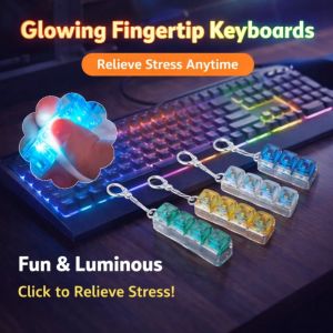 LED Illuminated Mechanical Keyboard Keychain Stress Relief Clicker 4 Keys Decompression Fidget