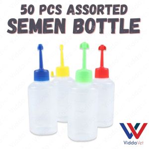 50pcs Semen Bottle 100ml Size With Color Coded Caps For Breeding Stations pig artificial insemination bottles
