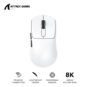 Attack Shark V5 Ultra-Light Tri-Mode Gaming Mouse ≥20000FPS 8Khz Polling Rate 42000 DPI 500mAh Battery