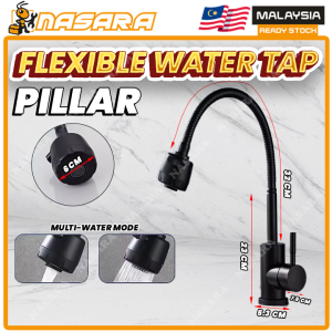 Nasara SUS304 Single Flexible 360° Swivel Black Tap Stainless Steel Kitchen Faucet Pillar Wall Sink Water Tap / Pili Sinki / 水龙头