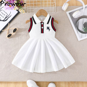 Prowow 0-3Y Baby Sporty Dresses 2025 Sleeveless Polo Dress For Girls Preppy Style Letter Baseball Dress Toddler Girl Clothes2026